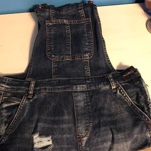 Distressed overalls